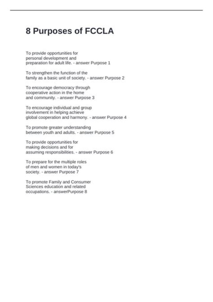 How many purposes does FCCLA have