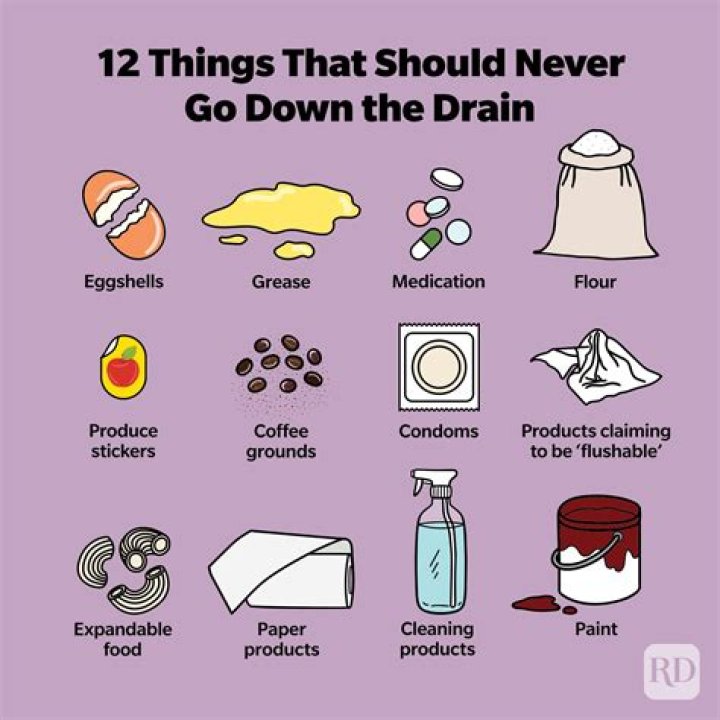 What should never go down a drain